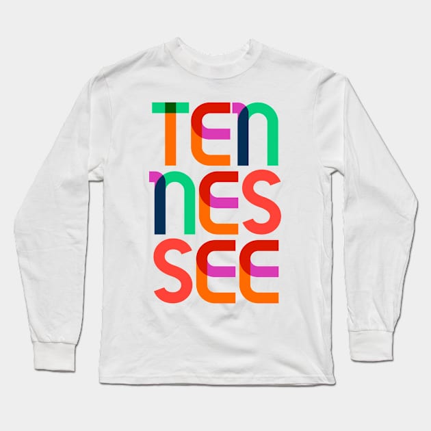 Tennessee Mid Century, Pop Art Mondrian Long Sleeve T-Shirt by Hashtagified